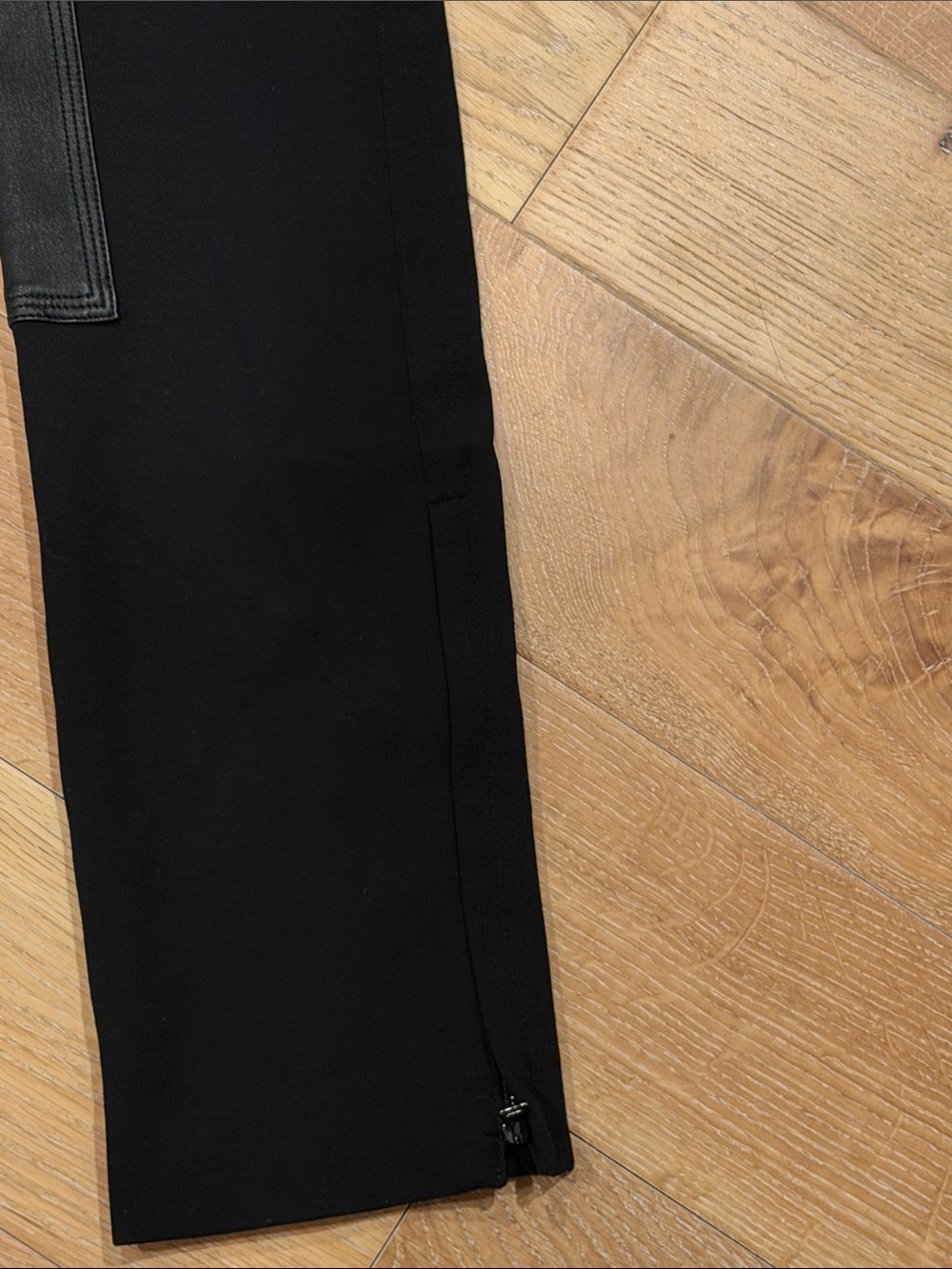 Theory Ponte Riding Straight-Leg Pants with lambs Leather Panel 4 - Picture 4 of 7